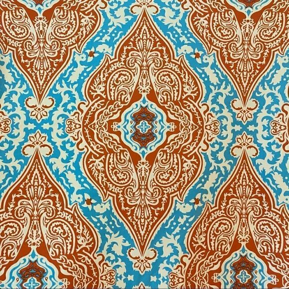 J. McLaughlin S Blue Orange Bali Design Round Neck Long Sleeve Top - Picture 8 of 8